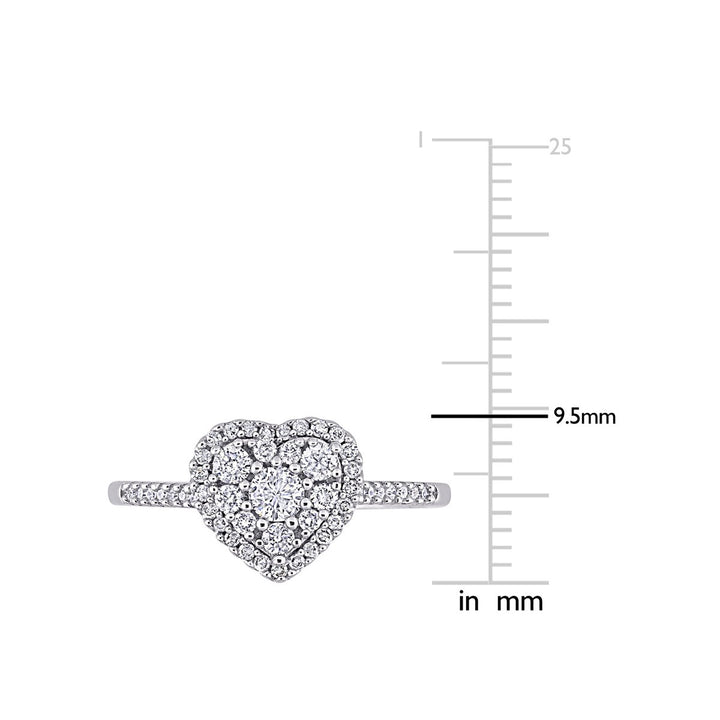 1/2 Carat (ctw I2-I3 H-I) Diamond Heart Engagement Ring in 10K White Gold Image 3