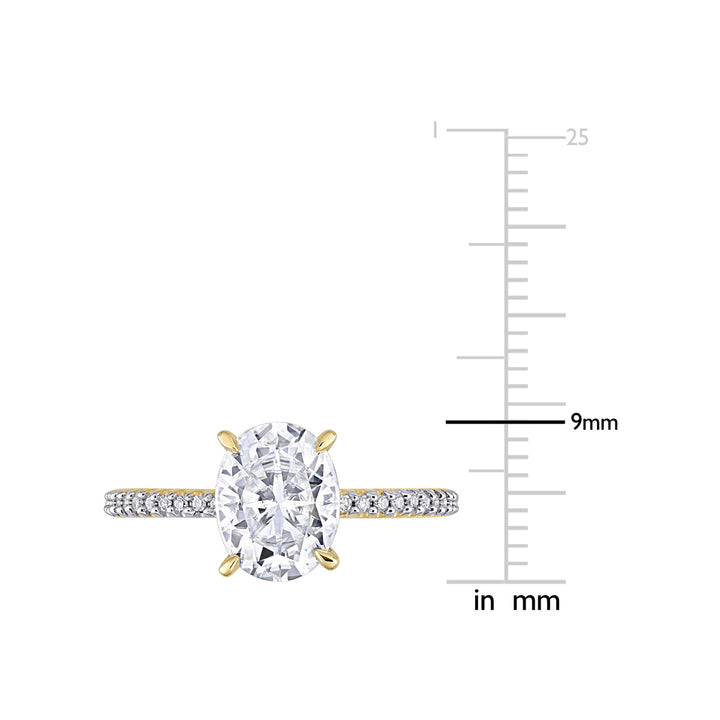 2.00 Carat (ctw) Lab-Created Oval Moissanite Solitaire Engagement Ring 14K Yellow Gold with Diamonds Image 3