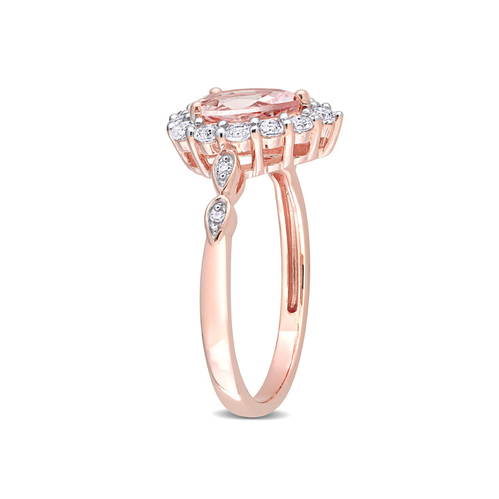 1.50 Carat (ctw) Morganite and White Topaz Ring in 10K Rose Pink Gold Image 4