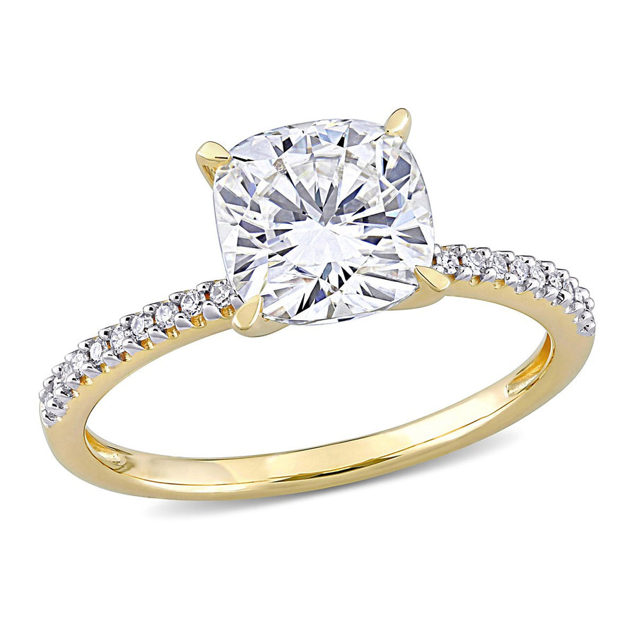 2.00 Carat (ctw) Lab-Created Moissanite Solitaire Engagement Ring 14K Yellow Gold Image 1