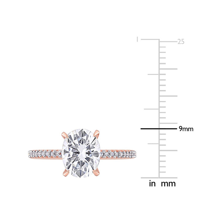 2.00 Carat (ctw) Lab-Created Oval Moissanite Solitaire Engagement Ring 14K Rose Gold with Diamonds Image 3