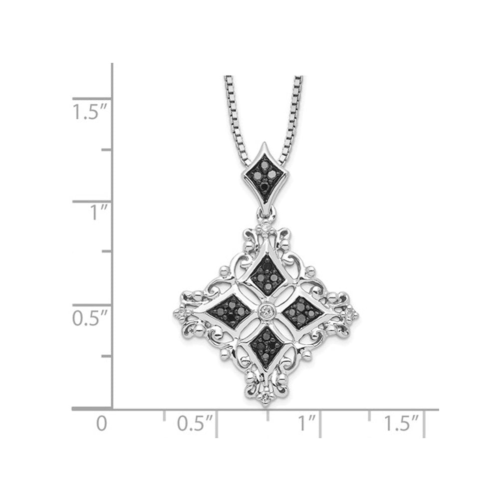 1/4 Carat (ctw) Black and White Diamond Geometric Pendant Necklace in Sterling Silver with Chain Image 2