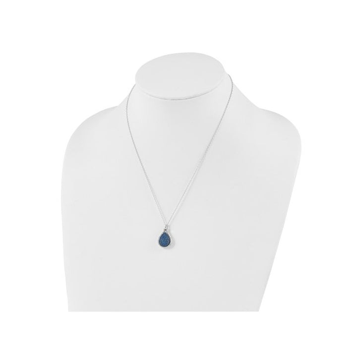 Blue Druzy Sterling Silver Drop Pendant Necklace (with Accent Diamonds28 Inches) Image 4