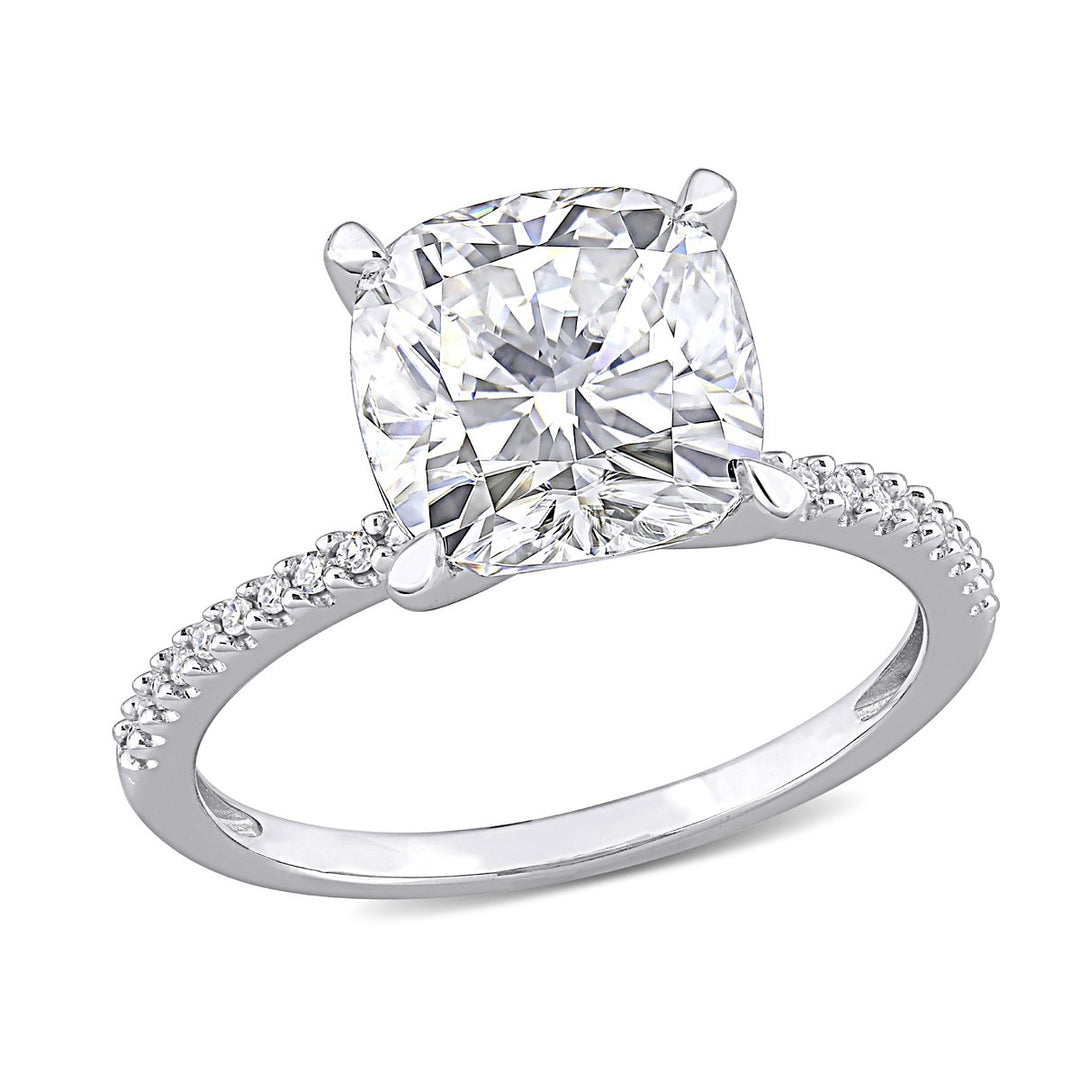 3.50 Carat (ctw) Lab-Created Moissanite Solitaire Engagement Ring 14K White Gold Image 1