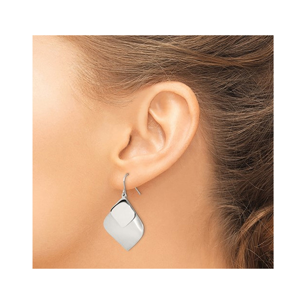 Stainless Steel Brushed and Polished Polished Earrings Image 3