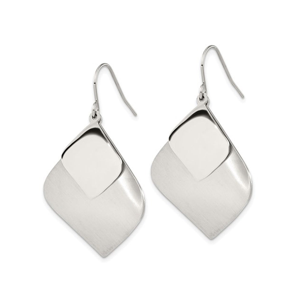 Stainless Steel Brushed and Polished Polished Earrings Image 4