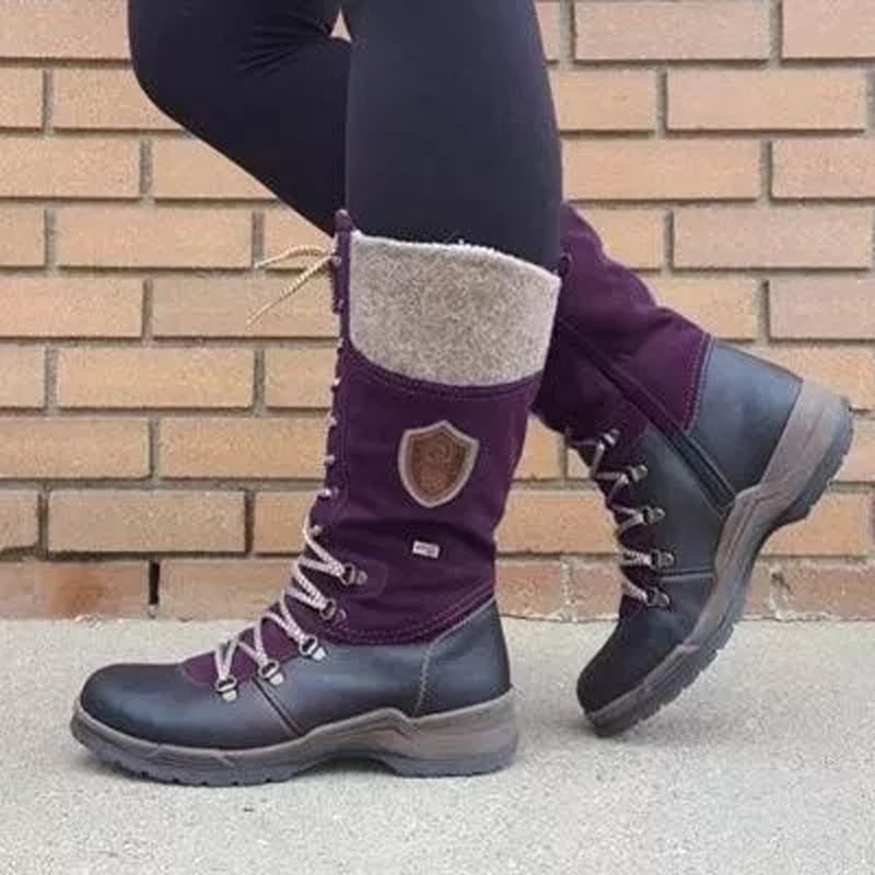 Retro Stitching Wool Martin Boots Image 1