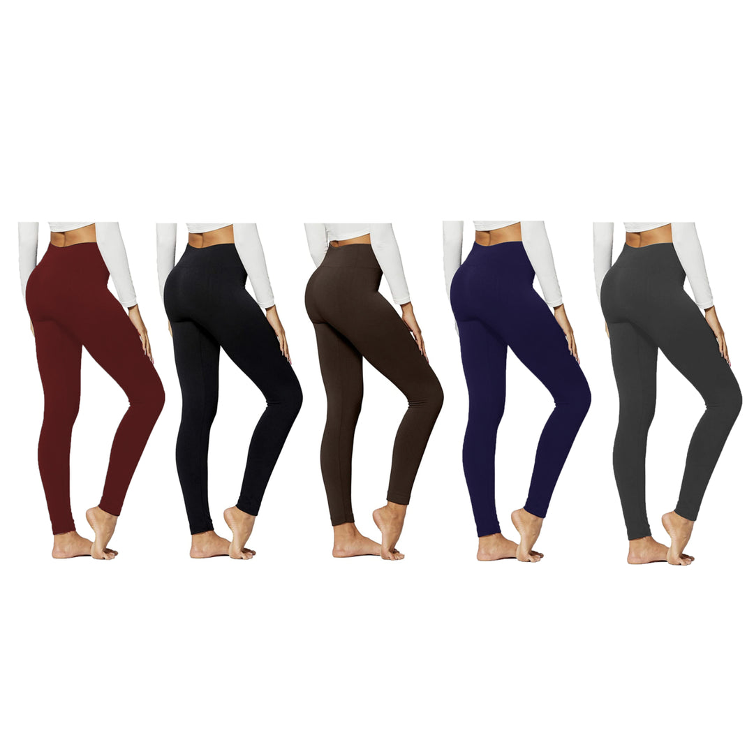 Fleece Lined Leggings Multipack High-Waisted Soft Stretchy Warm S-4X Assorted Colors Image 4