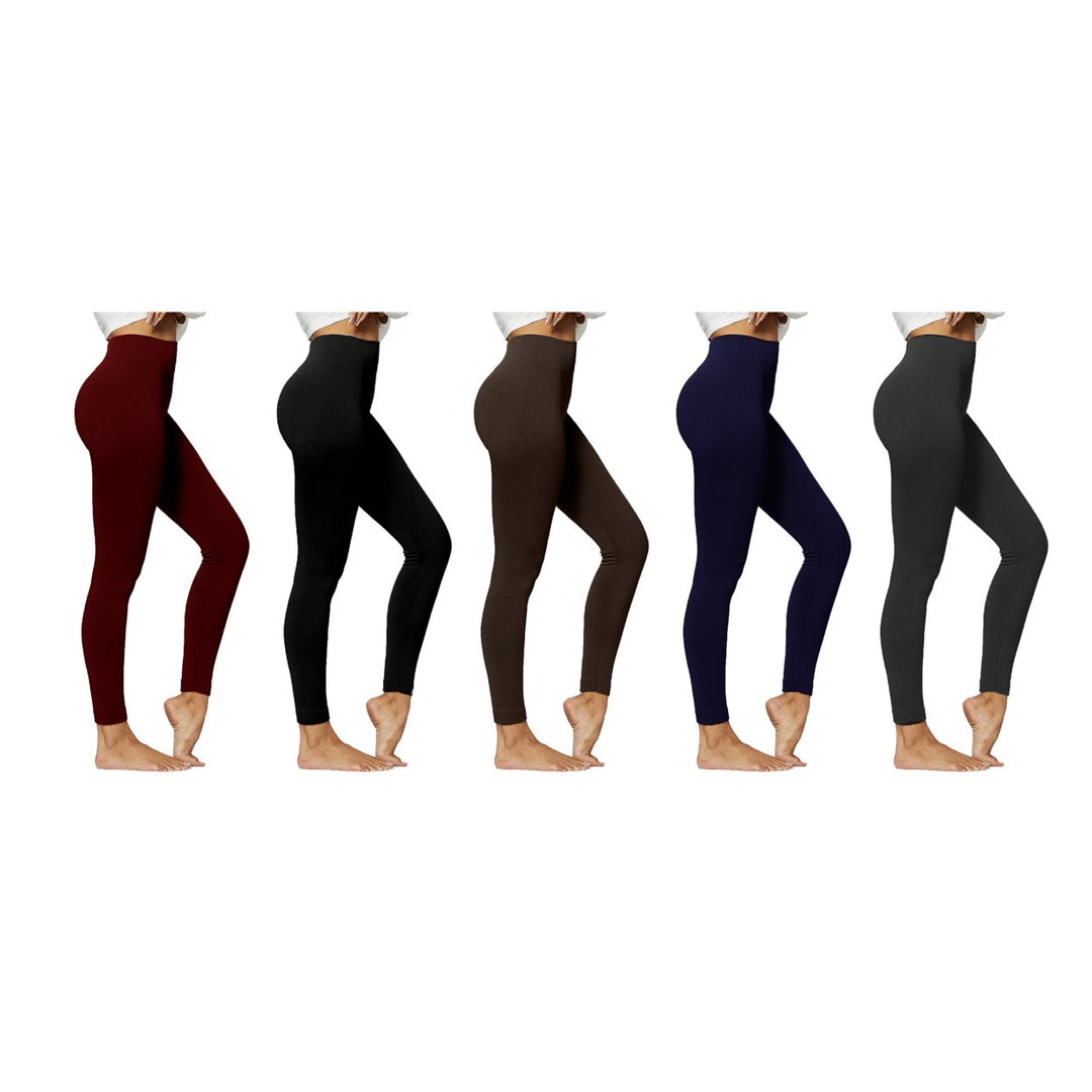 Fleece Lined Leggings Multipack High-Waisted Soft Stretchy Warm S-4X Assorted Colors Image 1