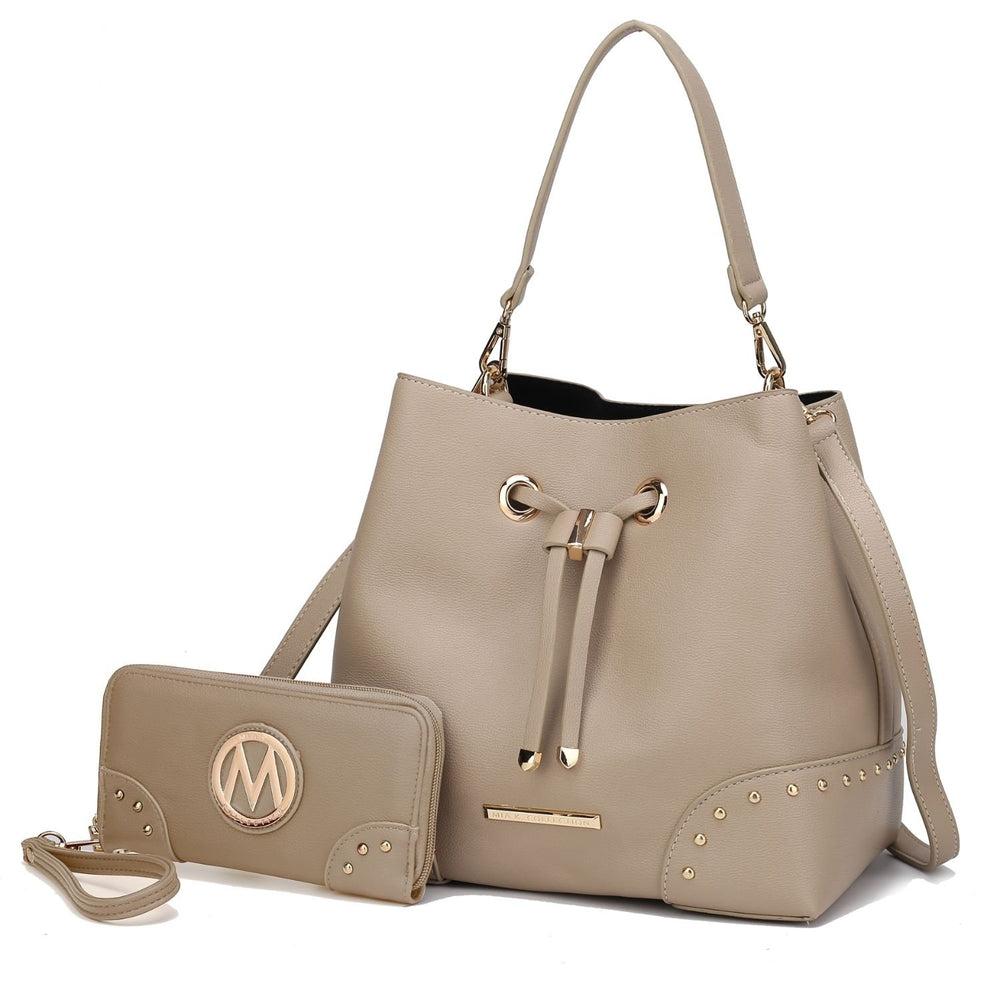 Callie Solid Bucket Handbag with matching Wallet by Mia K Image 2