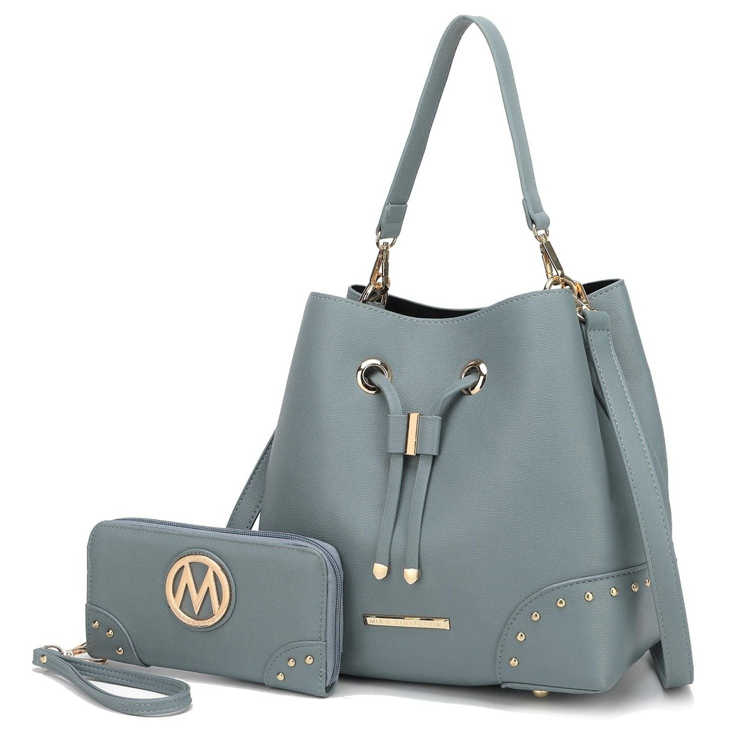 Callie Solid Bucket Handbag with matching Wallet by Mia K Image 1