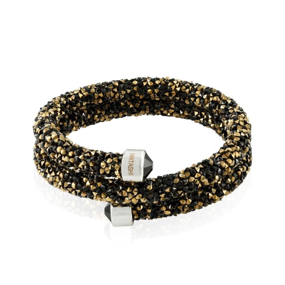 Matashi Krysta Black and Gold Wrap Around Luxurious Crystal Bracelet Image 3