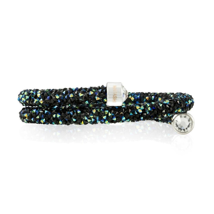 Mataski Krysta Blue and Black Wrap Around Luxurious Crystal Bracelet Image 4