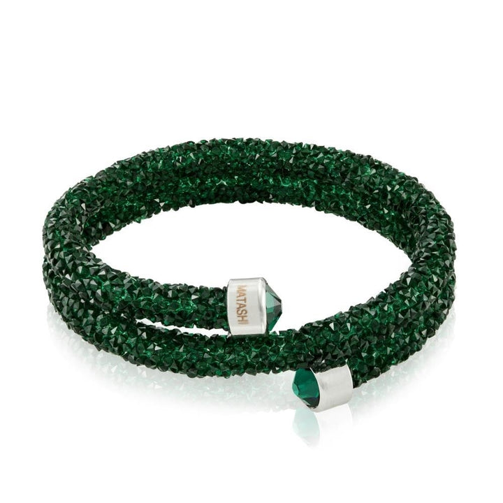 Matashi Green Glittery Wrap Around Luxurious Crystal Bracelet Image 3