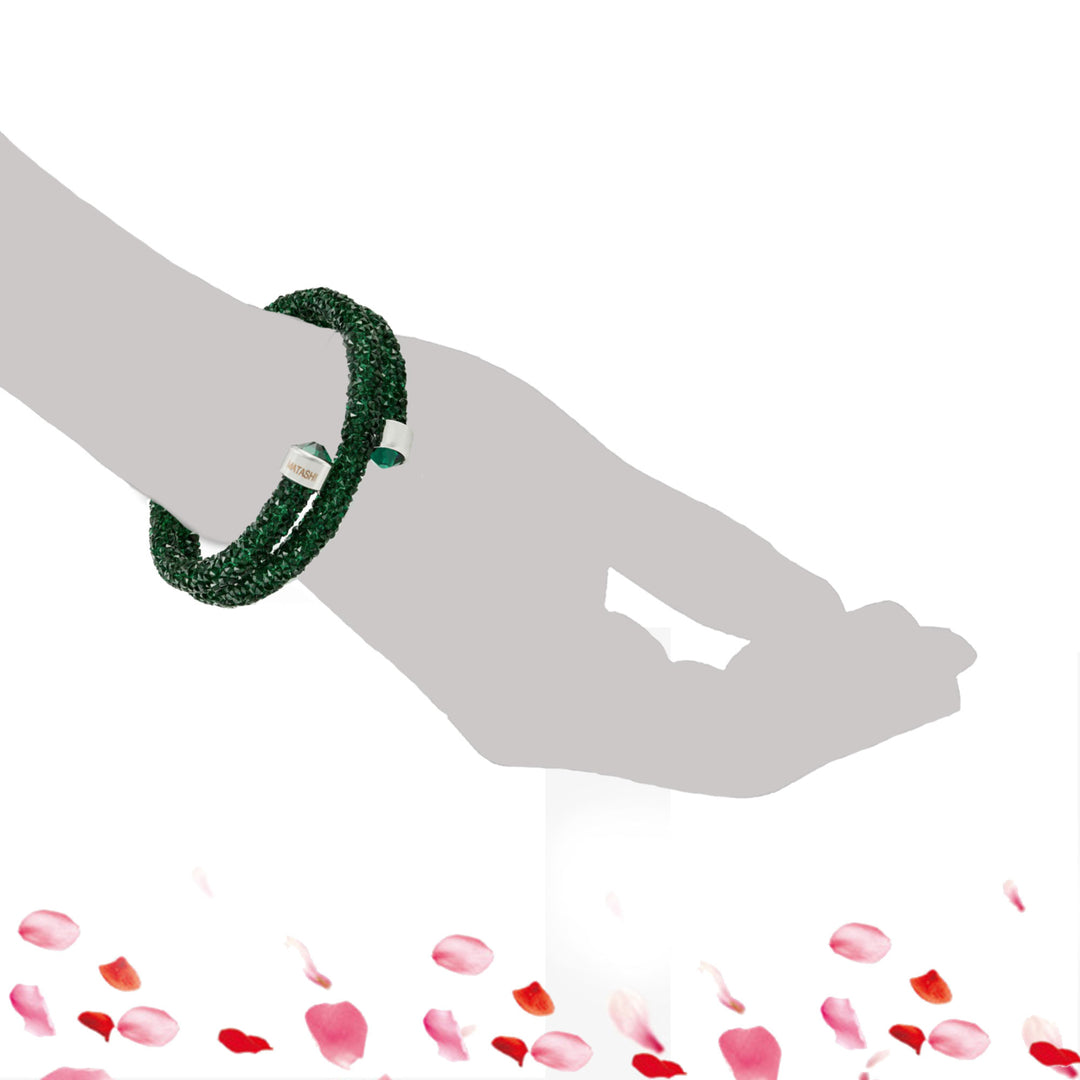 Matashi Green Glittery Wrap Around Luxurious Crystal Bracelet Image 7