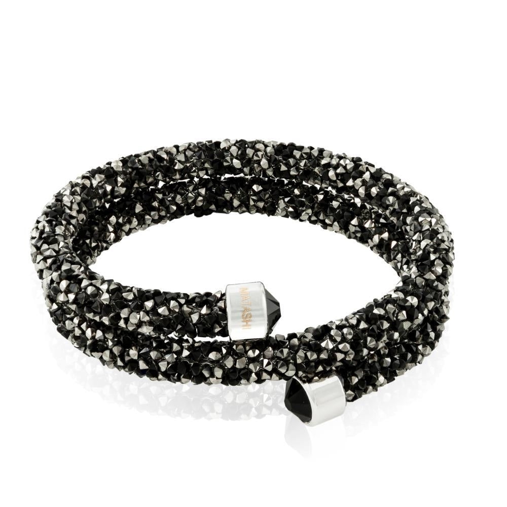 Matashi Ore Black Glittery Wrap Around Luxurious Crystal Bracelet Image 3