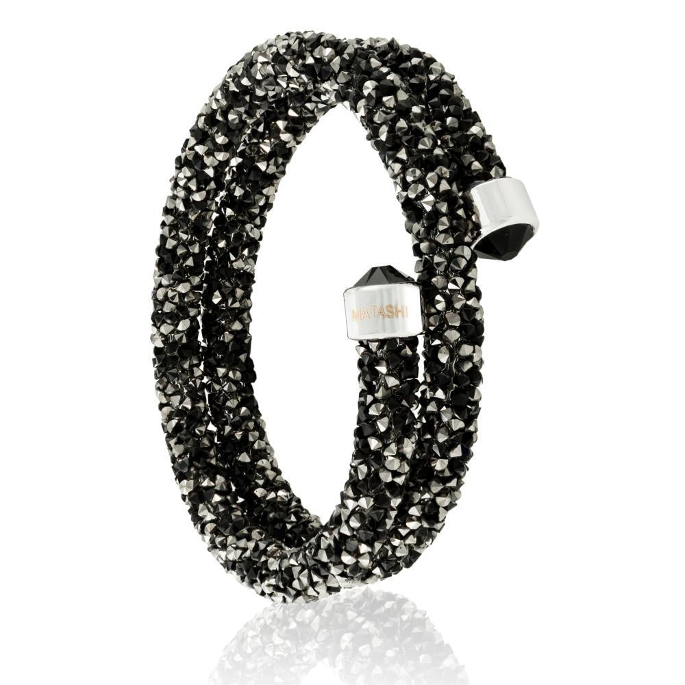 Matashi Ore Black Glittery Wrap Around Luxurious Crystal Bracelet Image 4