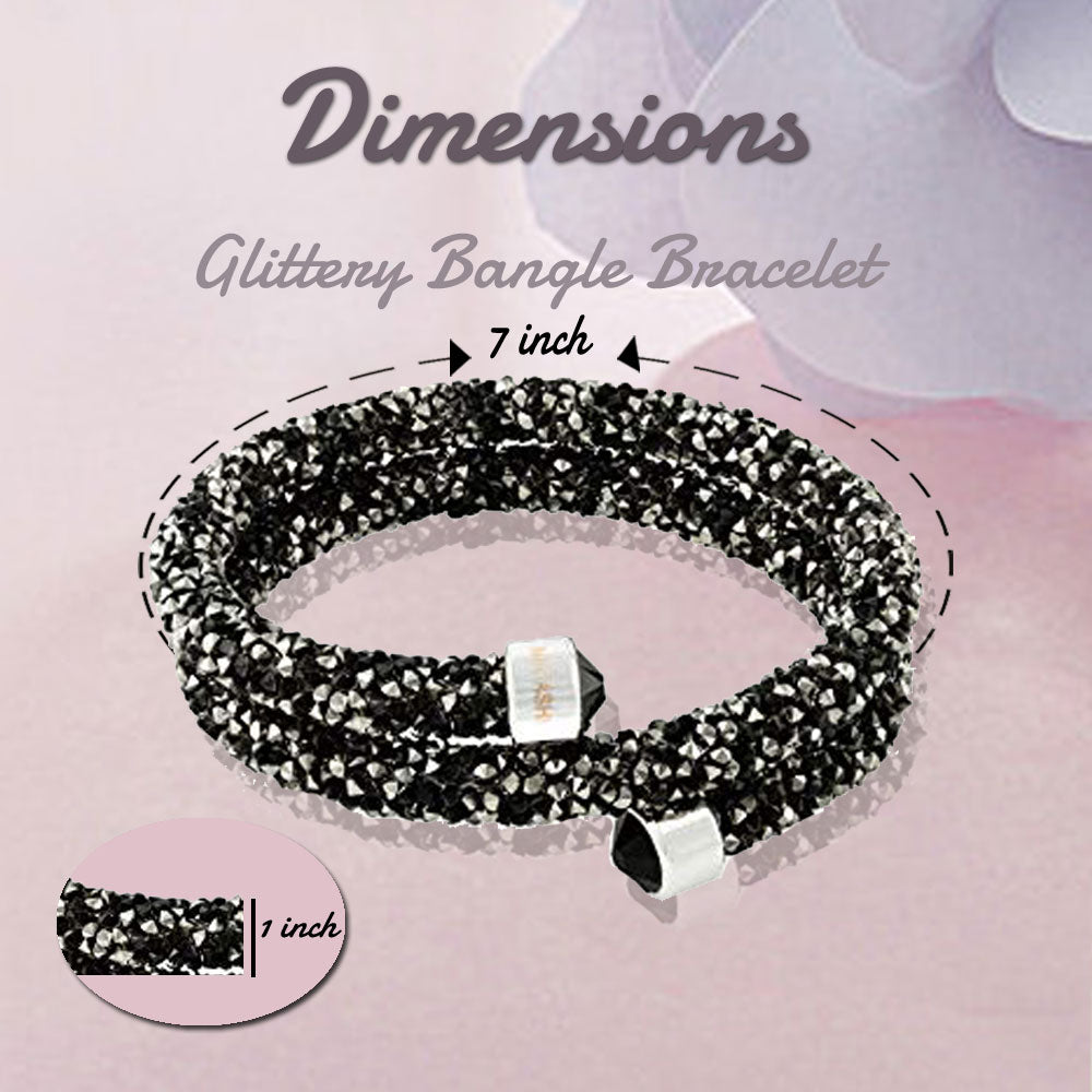 Matashi Ore Black Glittery Wrap Around Luxurious Crystal Bracelet Image 6