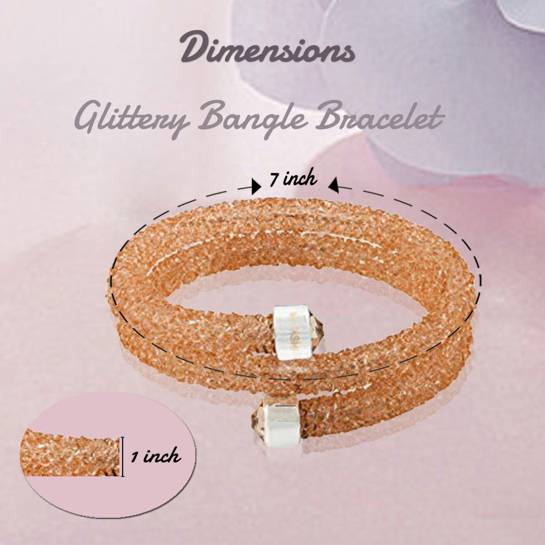 Matashi Peach Glittery Wrap Around Luxurious Crystal Bracelet Image 6