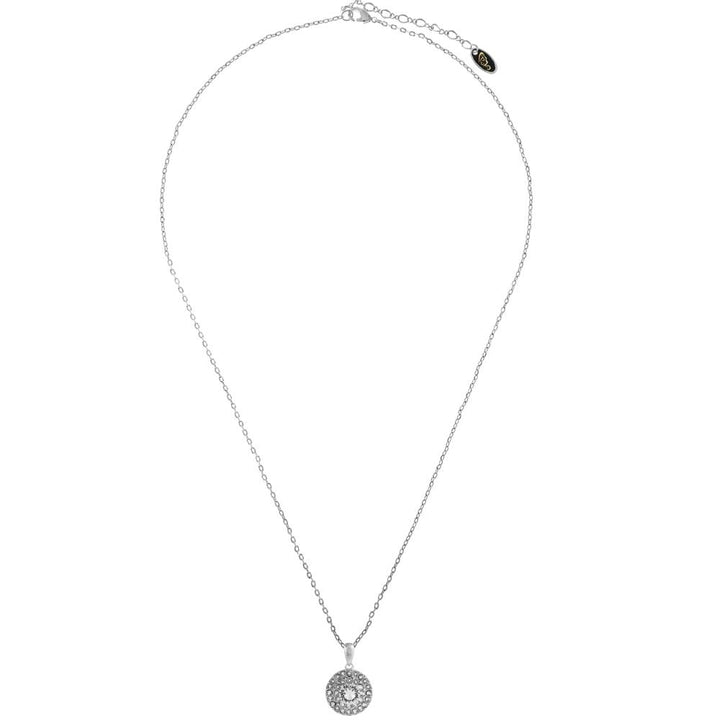 Matashi 18K White Gold Plated Necklace w 3 Concentric Circles Design w 16" Extendable Chain and Crystals Womens Jewelry Image 4