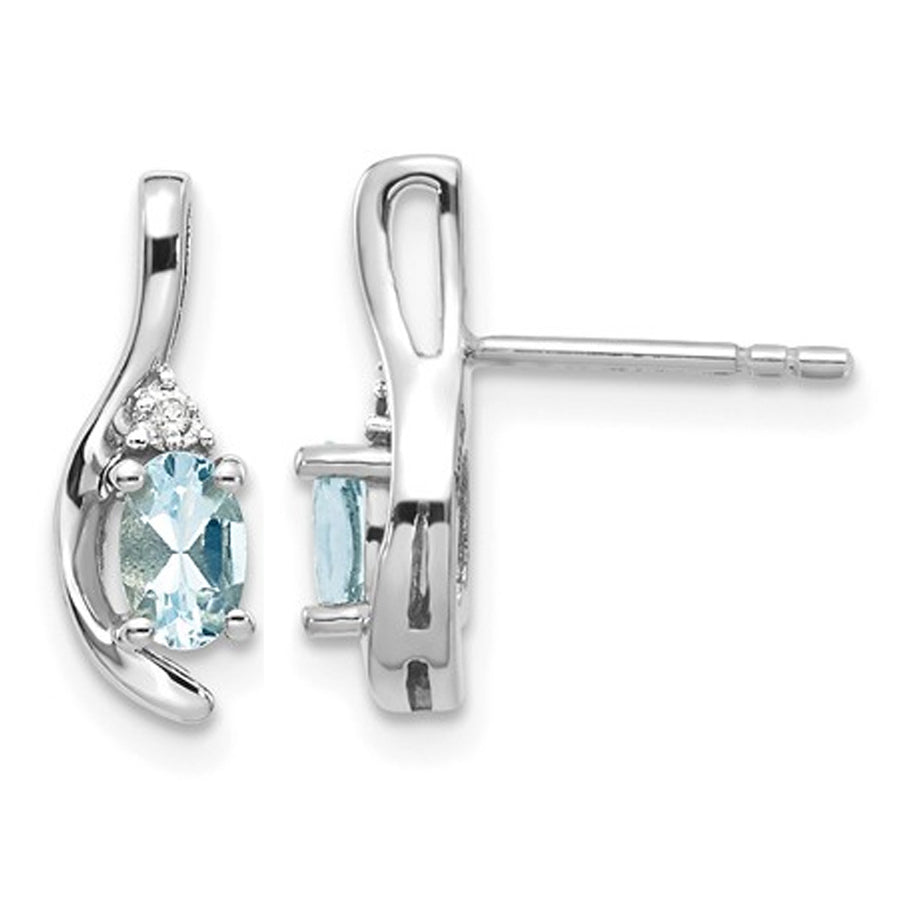 2/5 Carat (ctw) Aquamarine Earrings in 14K White Gold Image 1