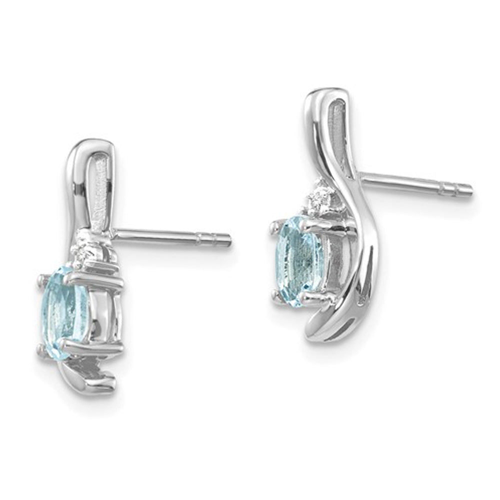 2/5 Carat (ctw) Aquamarine Earrings in 14K White Gold Image 2