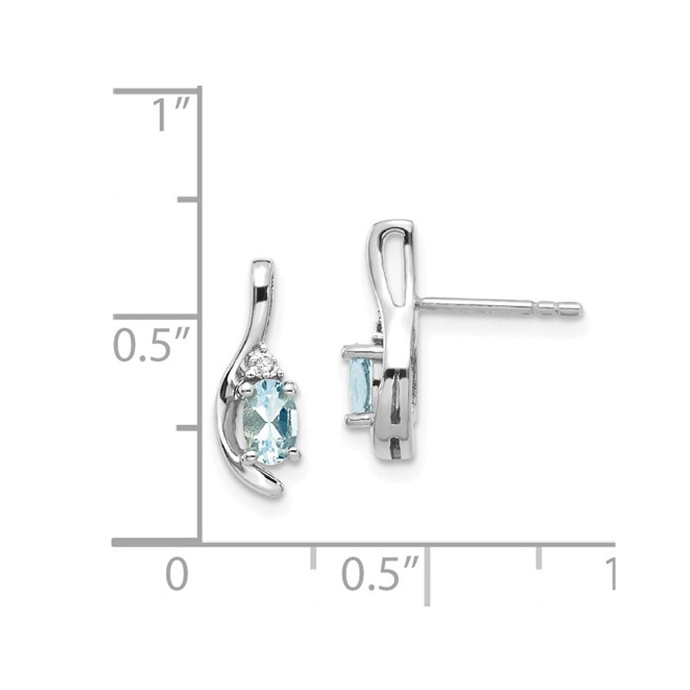 2/5 Carat (ctw) Aquamarine Earrings in 14K White Gold Image 3