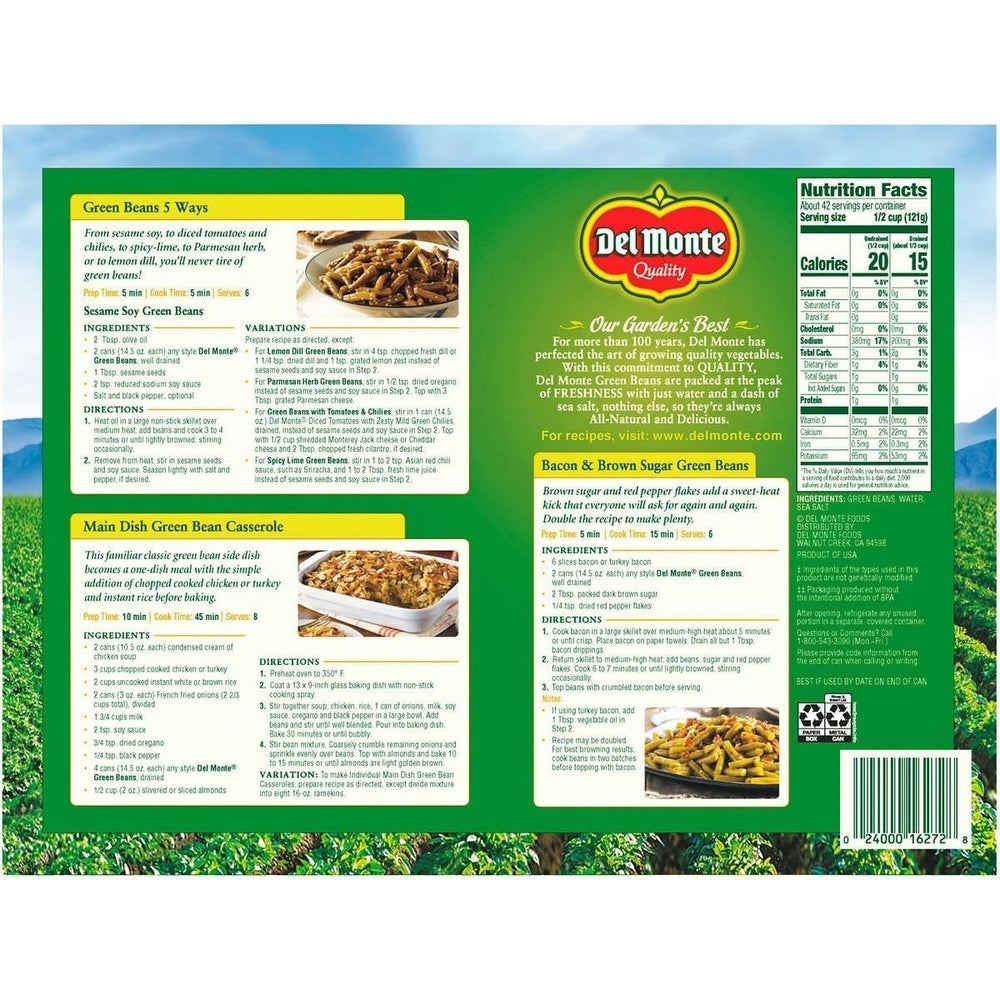 Del Monte Cut Green Beans 14.5 Ounce (Pack of 12) Image 2