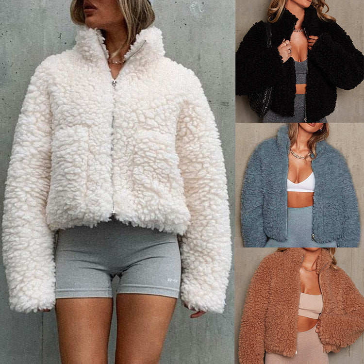 Fleece Cashmere Long Sleeve Trench Women Winter Coats Outerwear Image 1