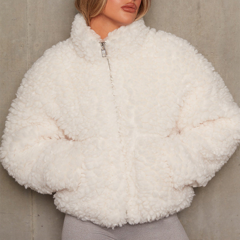 Fleece Cashmere Long Sleeve Trench Women Winter Coats Outerwear Image 2