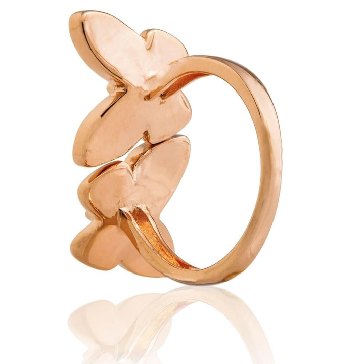 Matashi Rose Gold Plated Butterfly Motif Ring With Sparkling Clear And Pink Crystal Stones size 5 Image 4