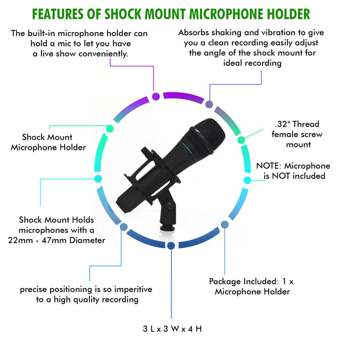 Technical Pro Shock Mount Microphone Holder Flexible Foldable 22-47mm Diameter Image 2