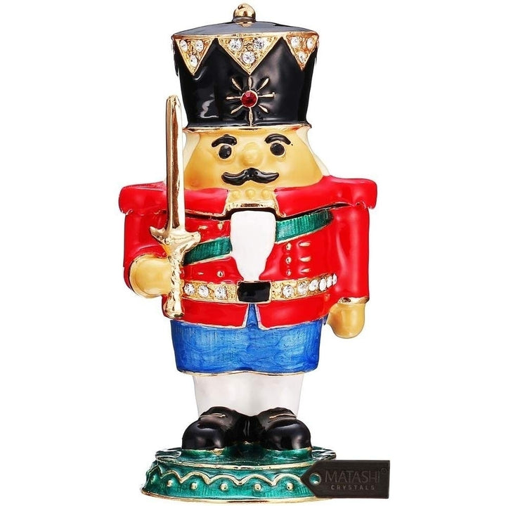 Matashi Nutcracker Trinket Box w/ Crystals and Hand-Painted Craftsmanship Holds Jewelry Necklaces Rings Earrings Image 1