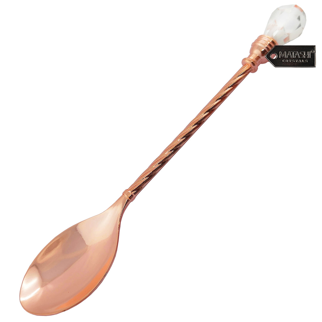 Matashi Rose Gold Sugar Bowl, Honey Dish, Candy Dish Glass Bowl - Contemporary Design with Crystal Studded Spoon Gift Image 3