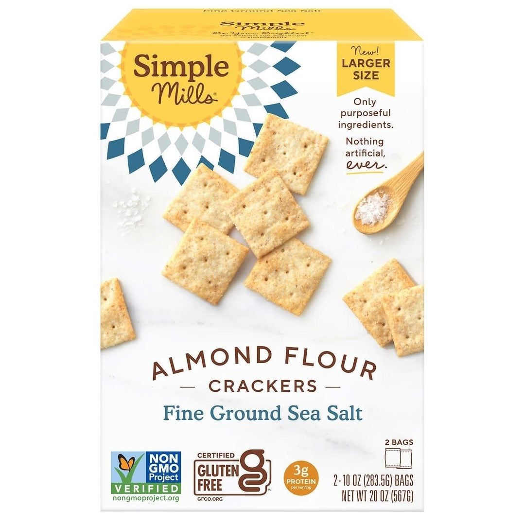 Simple Mills Almond Flour Sea Salt Crackers 10 Ounce (2 Count) Image 1