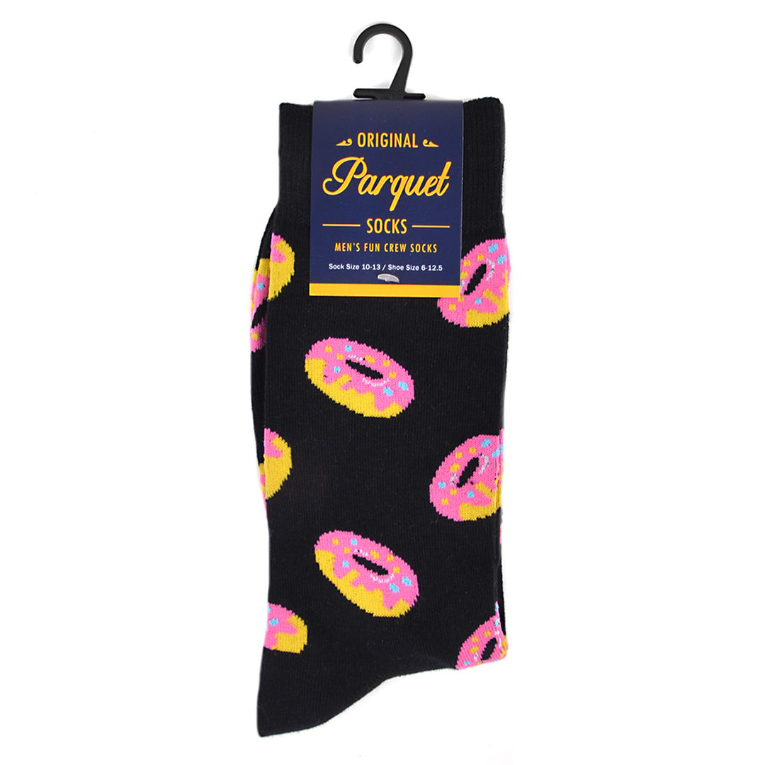 Fun Socks Mens Donut Novelty Socks Black and Pink Lovers Bakery Pastries Donuts Image 4