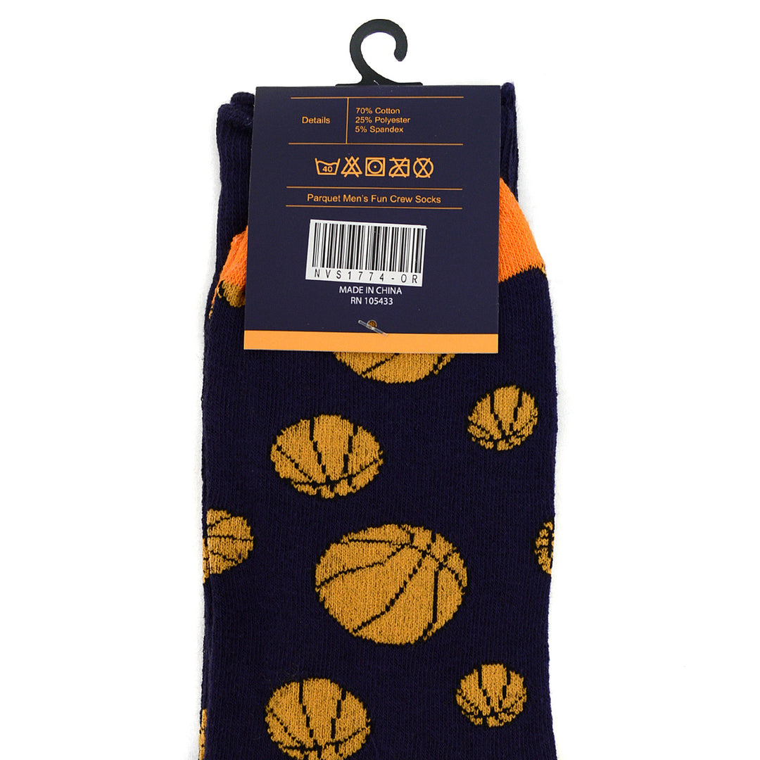 Mens Basketball Novelty Socks Mens Dress Socks Blue and Orange Hardwood Love Fun Socks Hoops Image 6