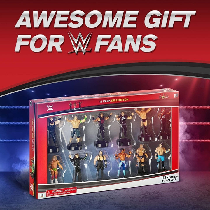 WWE Stampers 12pk Smackdown Champion Character Figures Deluxe Set Box PMI International Image 3