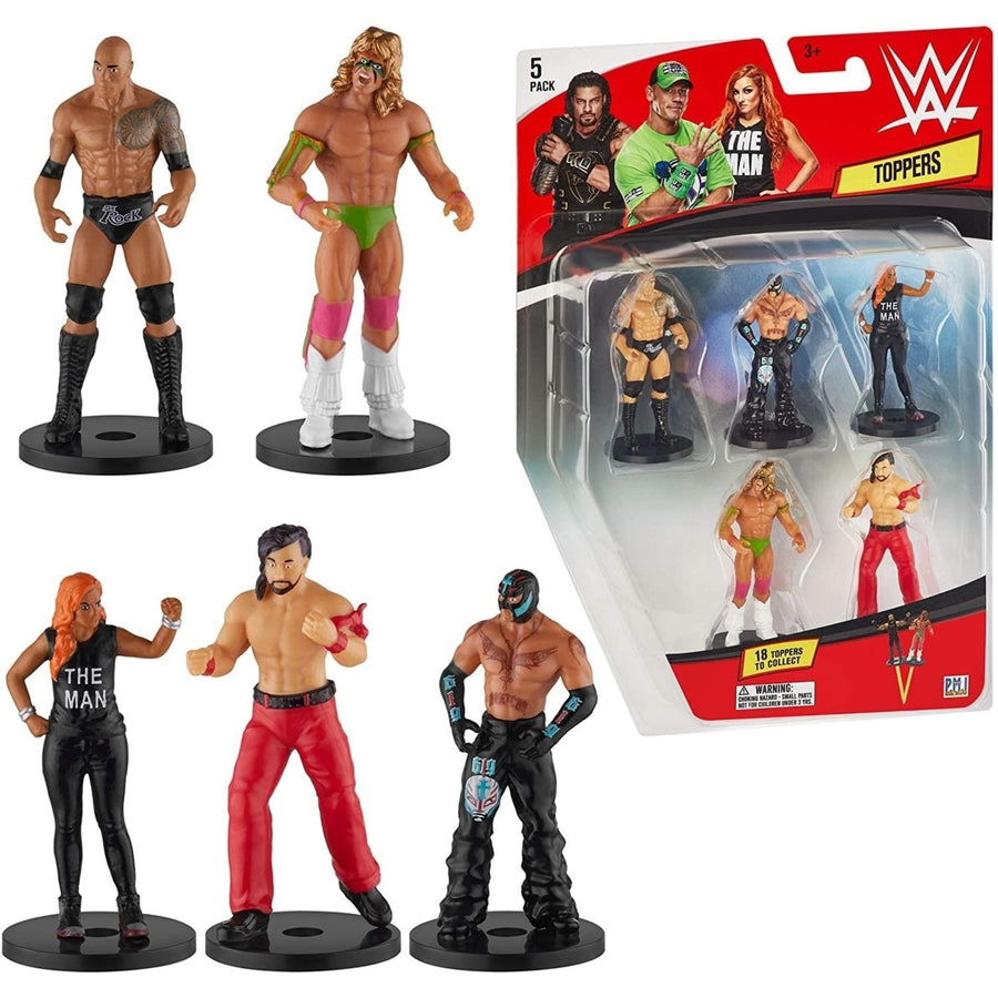 WWE Pencil Toppers 5pk Nakamura Mysterio Rock Becky Lynch Ultimate Warrior Warrior PMI International Image 1
