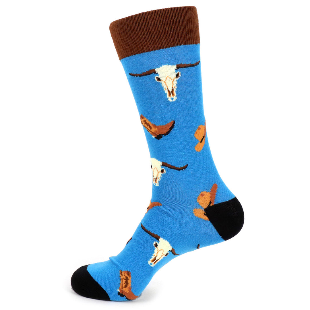 Mens Old West Novelty Socks Cowboy Western Socks Blue Black Image 1