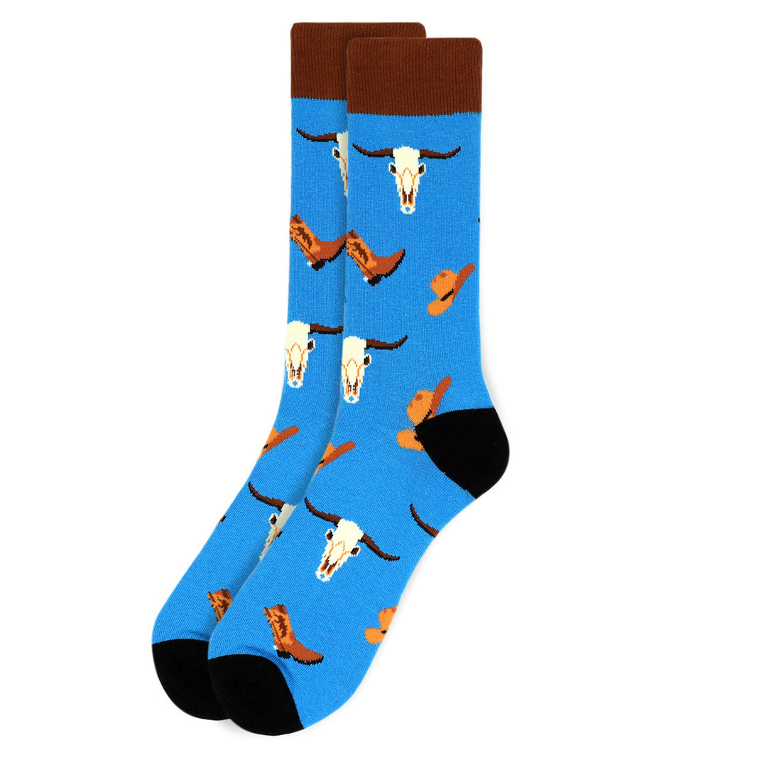 Mens Old West Novelty Socks Cowboy Western Socks Blue Black Image 2