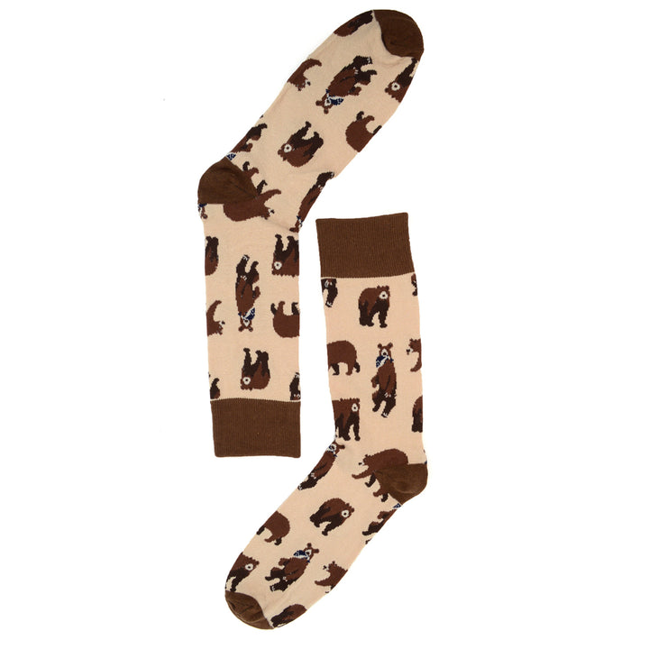 Mens Brown Bear Novelty Socks Grizzly Bear Fun Crazy Socks Yellowstone Bears Socks Groomsmen Socks Wedding Party Image 3