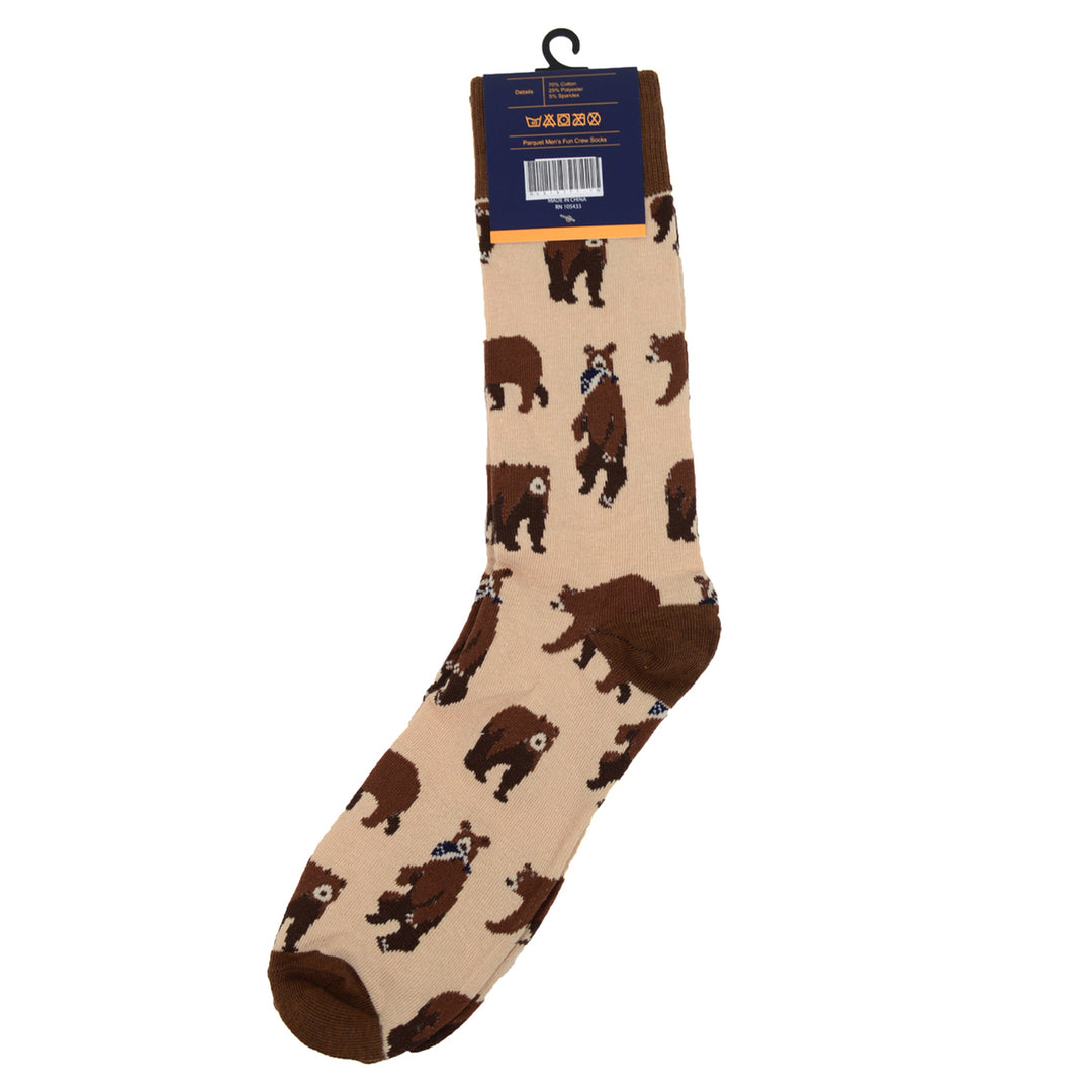 Mens Brown Bear Novelty Socks Grizzly Bear Fun Crazy Socks Yellowstone Bears Socks Groomsmen Socks Wedding Party Image 4