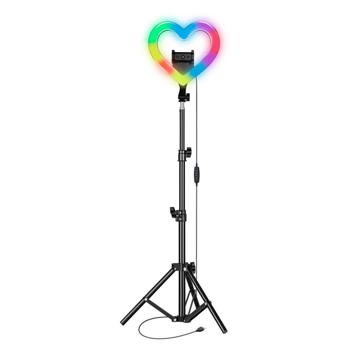 PRO Live Stream 10 Inch RGB Heart Ring Light with Tripod and Phone Holder SC-2330RGB Image 1