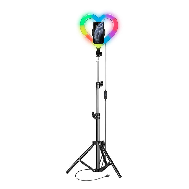 PRO Live Stream 10 Inch RGB Heart Ring Light with Tripod and Phone Holder SC-2330RGB Image 4