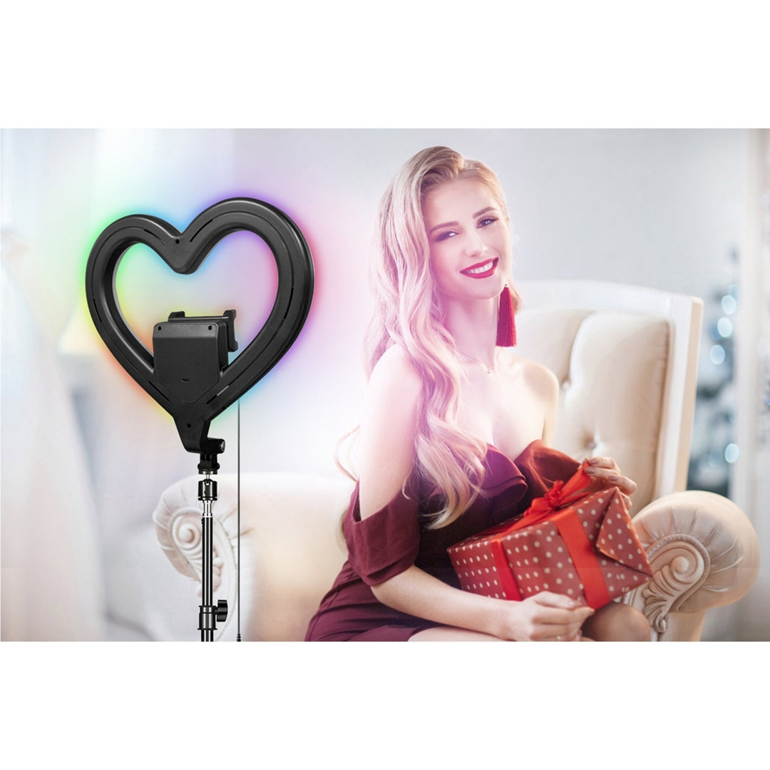 PRO Live Stream 10 Inch RGB Heart Ring Light with Tripod and Phone Holder SC-2330RGB Image 11