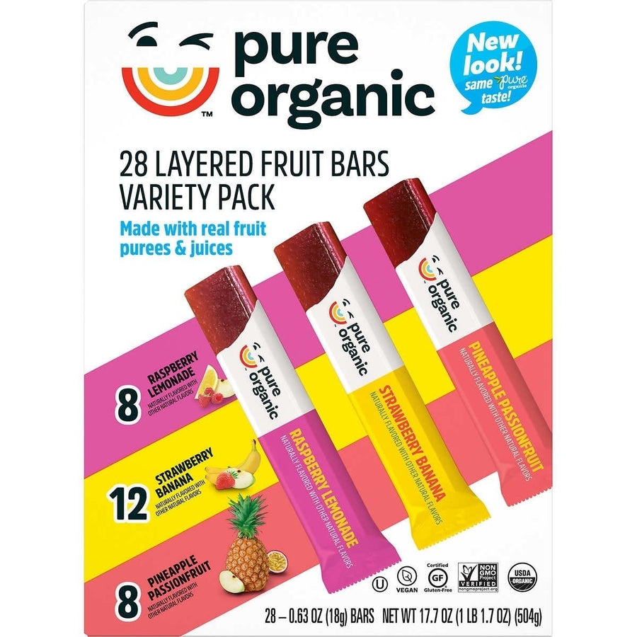 Pure Organic Layered Fruit Bars Variety Pack 0.63 Ounce (Pack of 28) Image 1