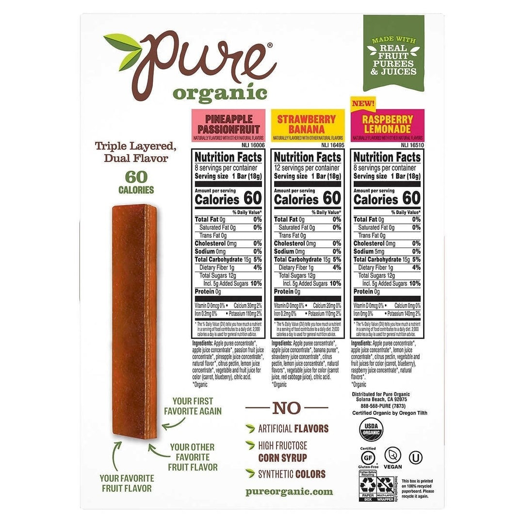 Pure Organic Layered Fruit Bars Variety Pack 0.63 Ounce (Pack of 28) Image 3