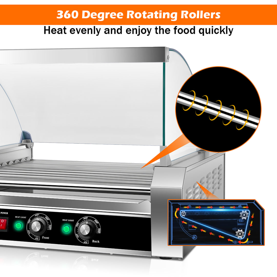 Commercial 30 Hot Dog 11 Roller Grill Cooker Machine W/ cover CE Image 6