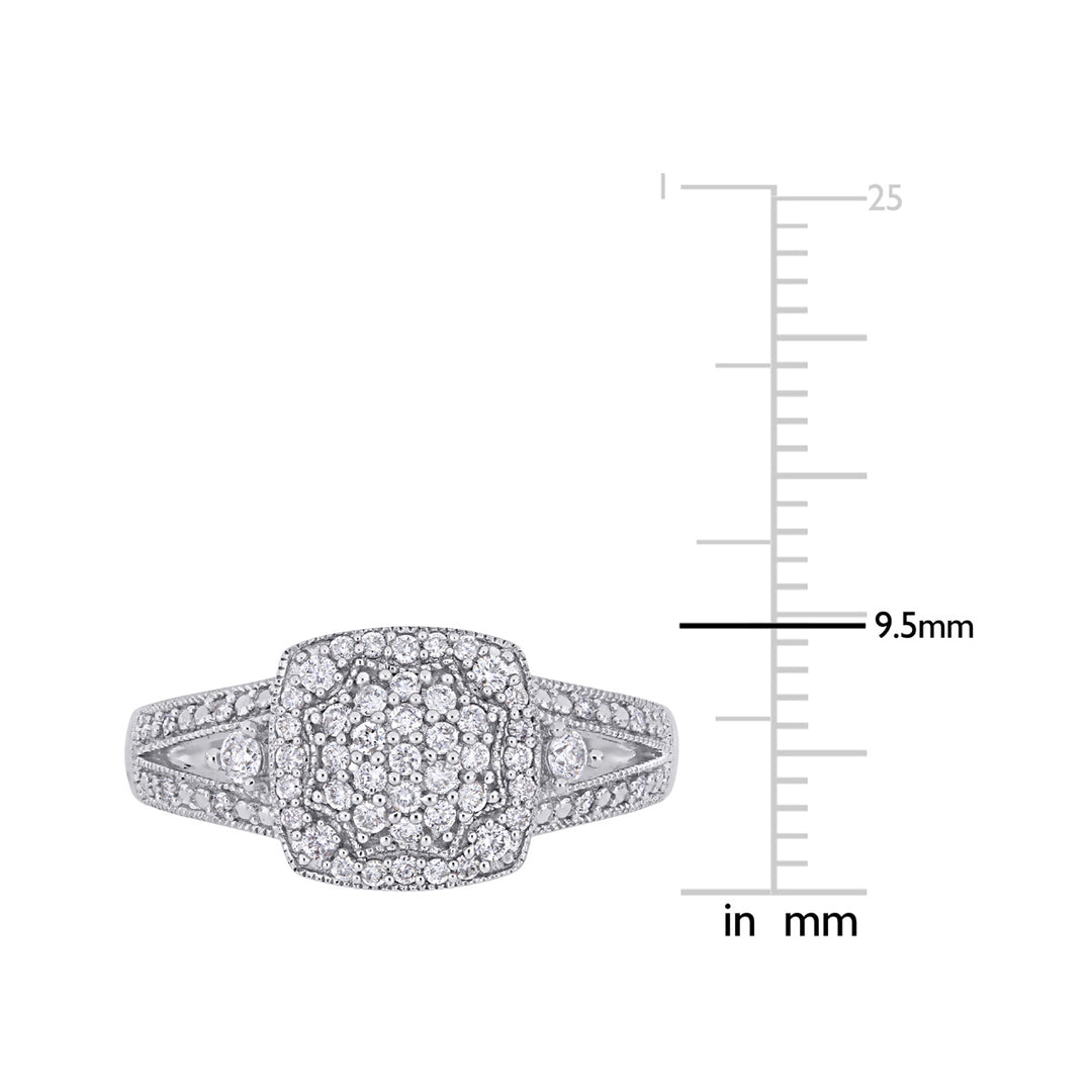 1/3 Carat (ctw H-II2-I3) Diamond Cluster Engagement Ring in 10K White Gold Image 3